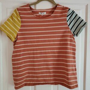 Madewell Luxe Boxy Crop Tee in Colorblock Stripe